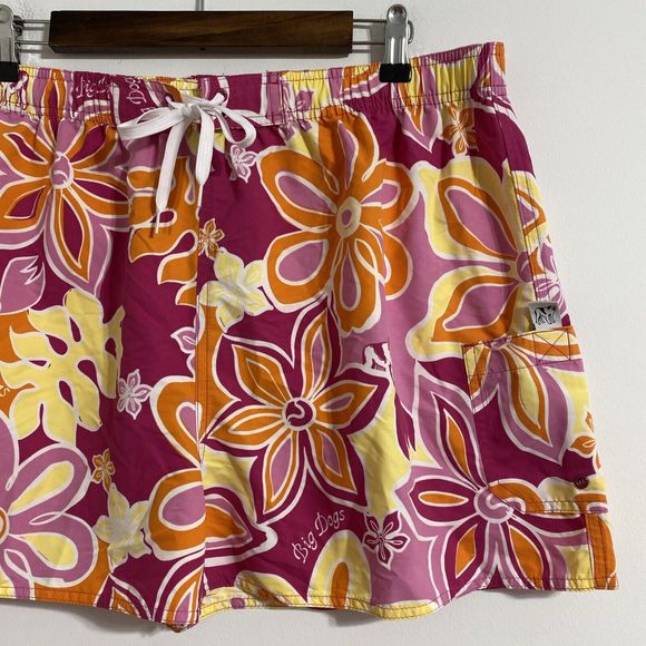 Big Dogs Shorts Men's XL Pink Yellow Orange White Tropical Floral Swim Trunks - Picture 4 of 12